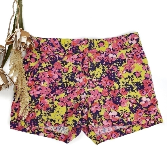 LOFT Multicolored Floral Linen Blend Shorts Sz 0 - Picture 2 of 11